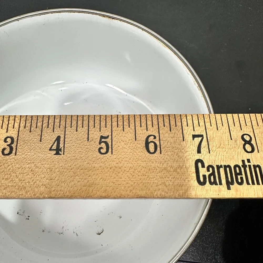 Vintage Enamelware Bowls Set of 2 White Fruit Design‎ Kitchen Decor